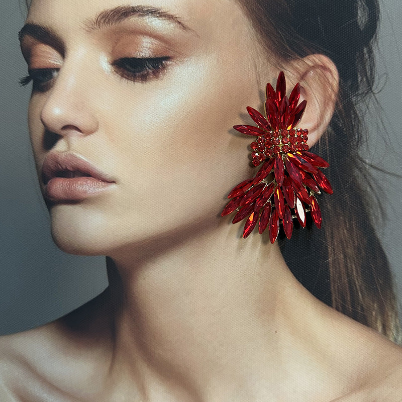 Wholesale  Full Diamond Wheat Ear Wings Earrings