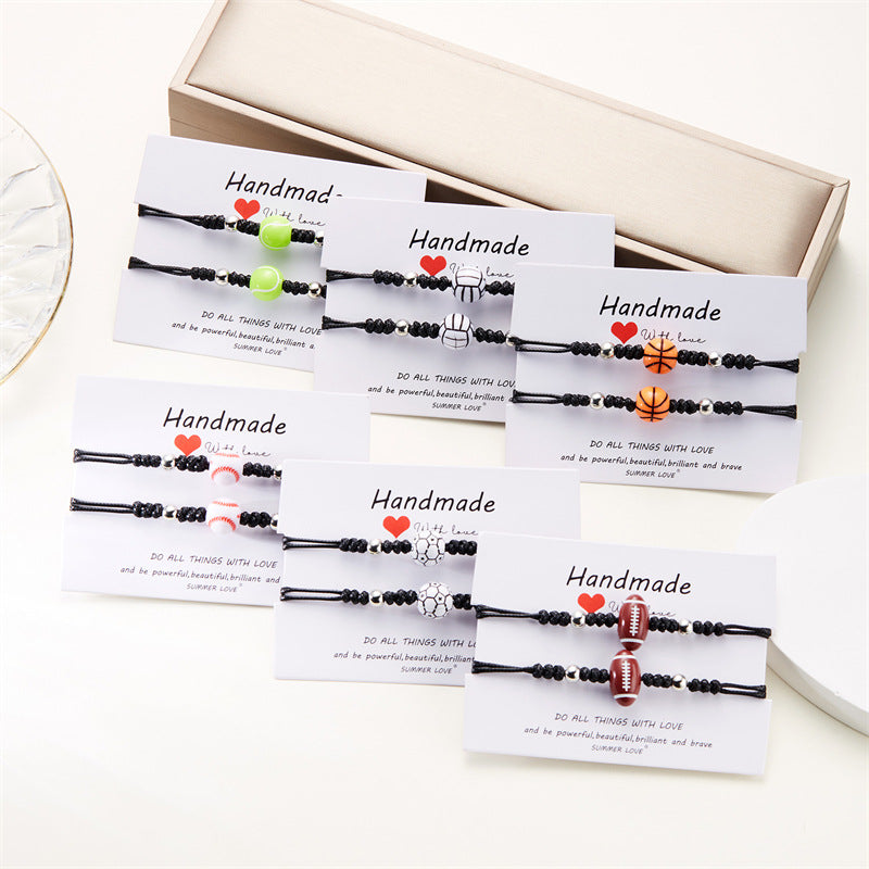 Wholesale ball bead bracelet creative versatile volleyball tennis hand-woven adjustable bracelet