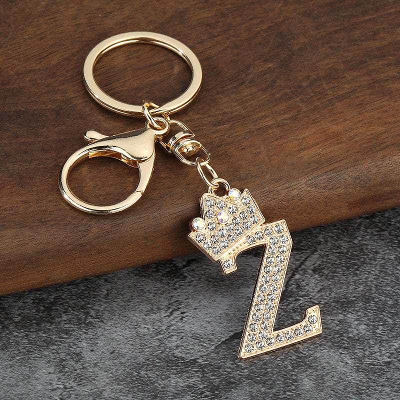 Wholesale Zinc alloy flash drill letter keychain