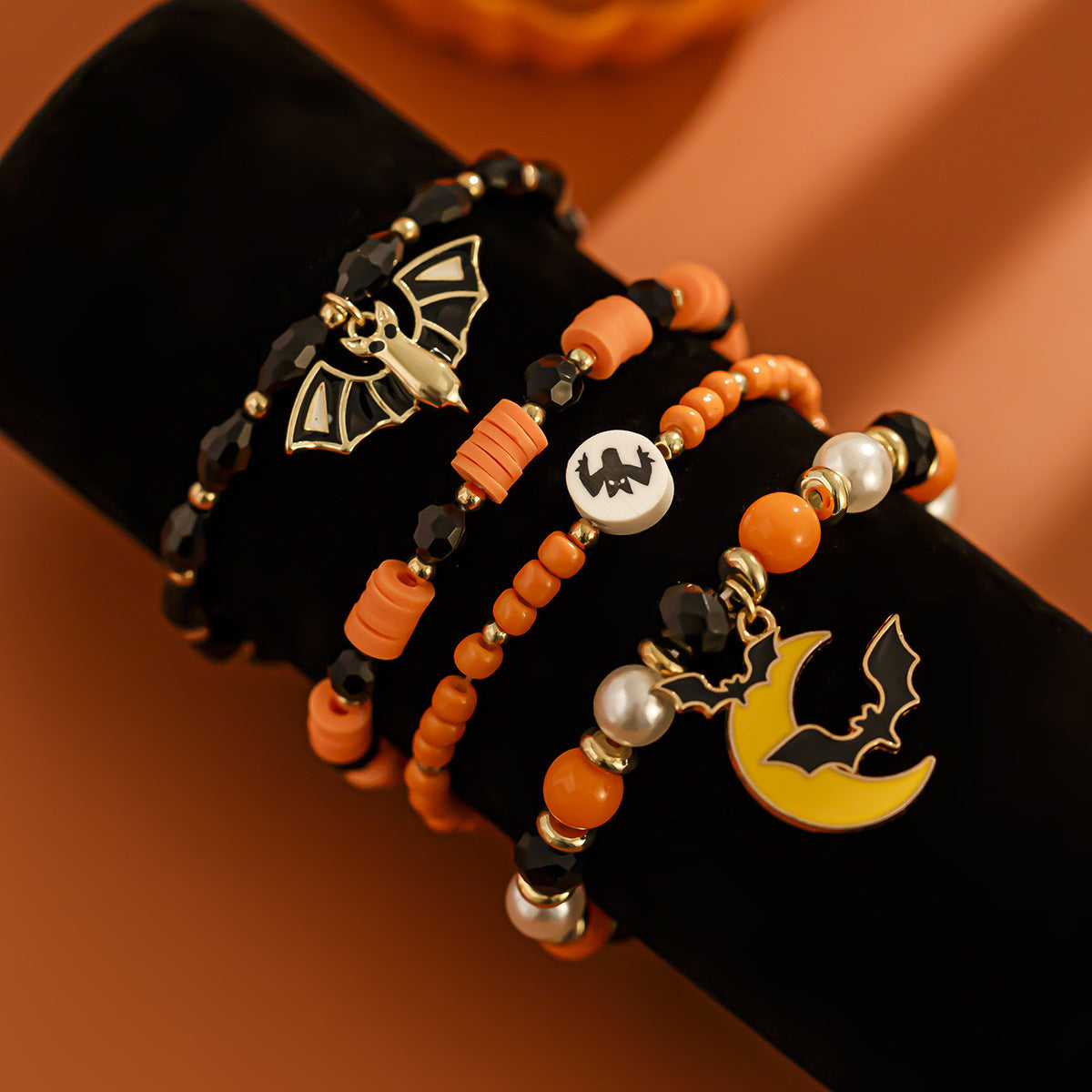 Wholesale  Bat Pumpkin Soft Clay Beaded Bracelet Fashion Jewelry Accessory Gift