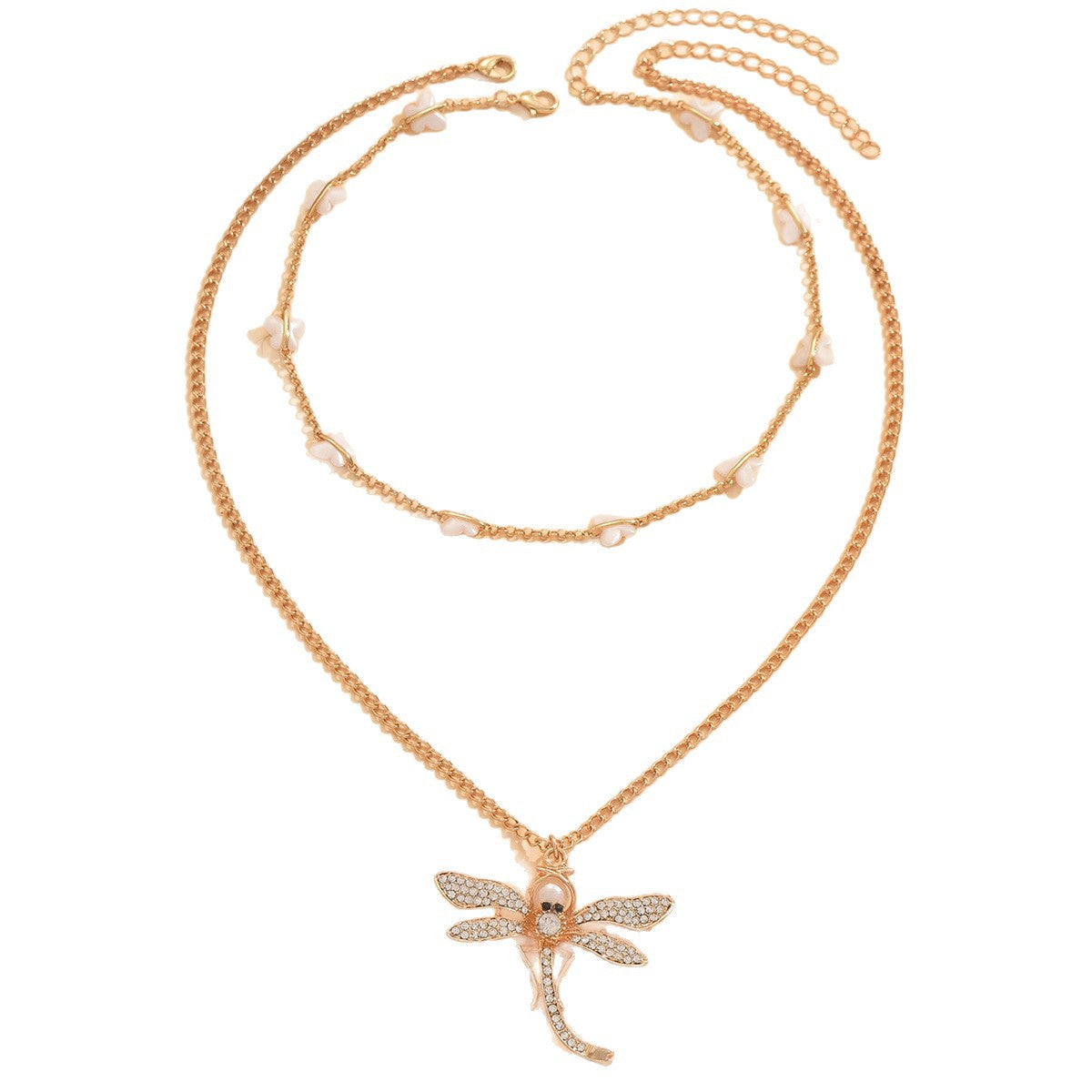 Wholesale simple design  rhinestone-encrusted dragonfly pendant Necklace