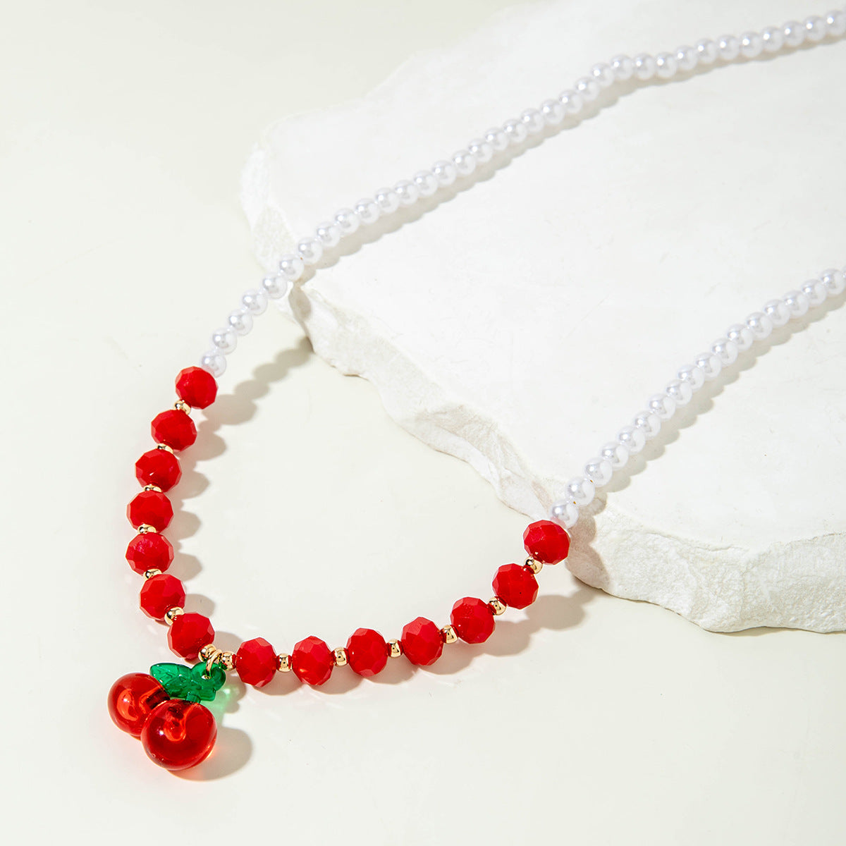 Wholesale Cherry Pendant Necklace Multi-layered Beaded Cute Necklace