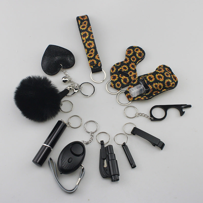 Wholesale Rhinestone Love Lipstick Set Bottle Opener Hair Ball Whistle Keychain Set ACC-KC-TMS003
