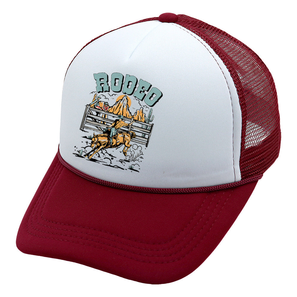 Wholesale Trucker Hat Cowboy Baseball Cap Casual Printed Sponge Mesh Hat ACC-HT-HaiPu016