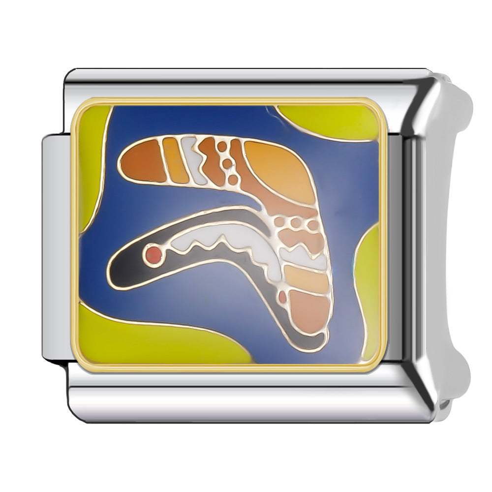 Wholesale Italian Charm Bracelet 9mm DIY Splicing Stainless Steel Holiday Tourism Landmark Composable Bracelet