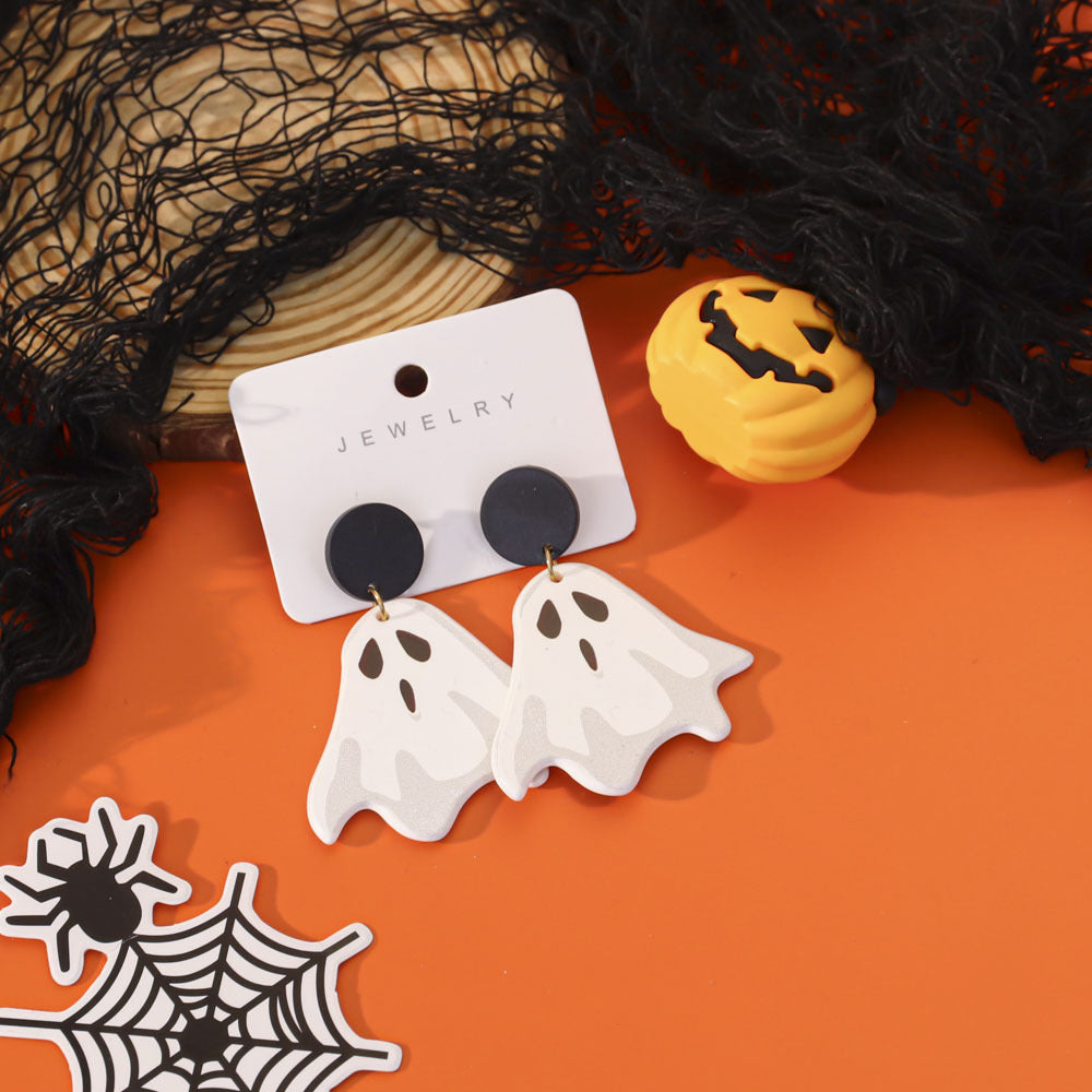 Wholesale  Acrylic Pumpkin Lantern Bat Earrings