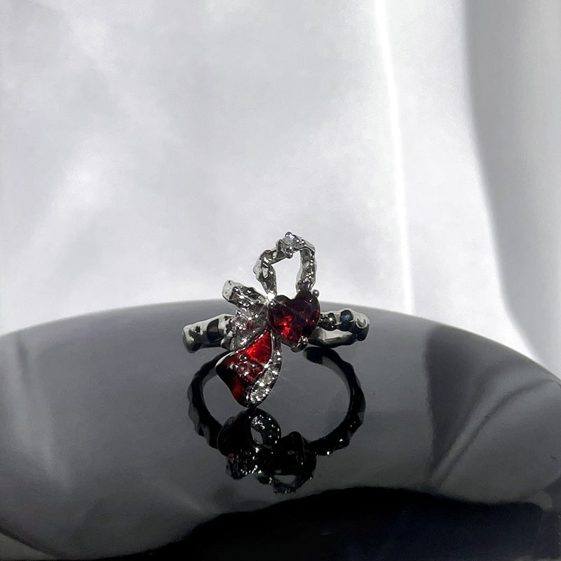 Wholesale  red enamel sweet cool punk ring