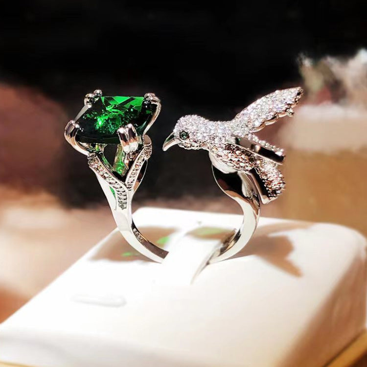 Wholesale  Luxury Aquamarine Hummingbird Ring