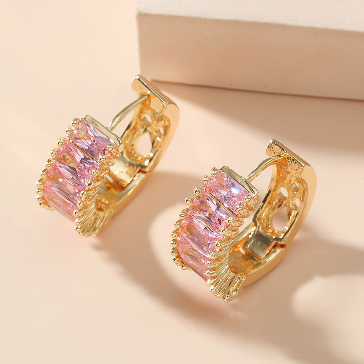 Wholesale Colorful Copper Inlaid Zircon Simple Banquet Party Earrings ACC-ES-JunJie007