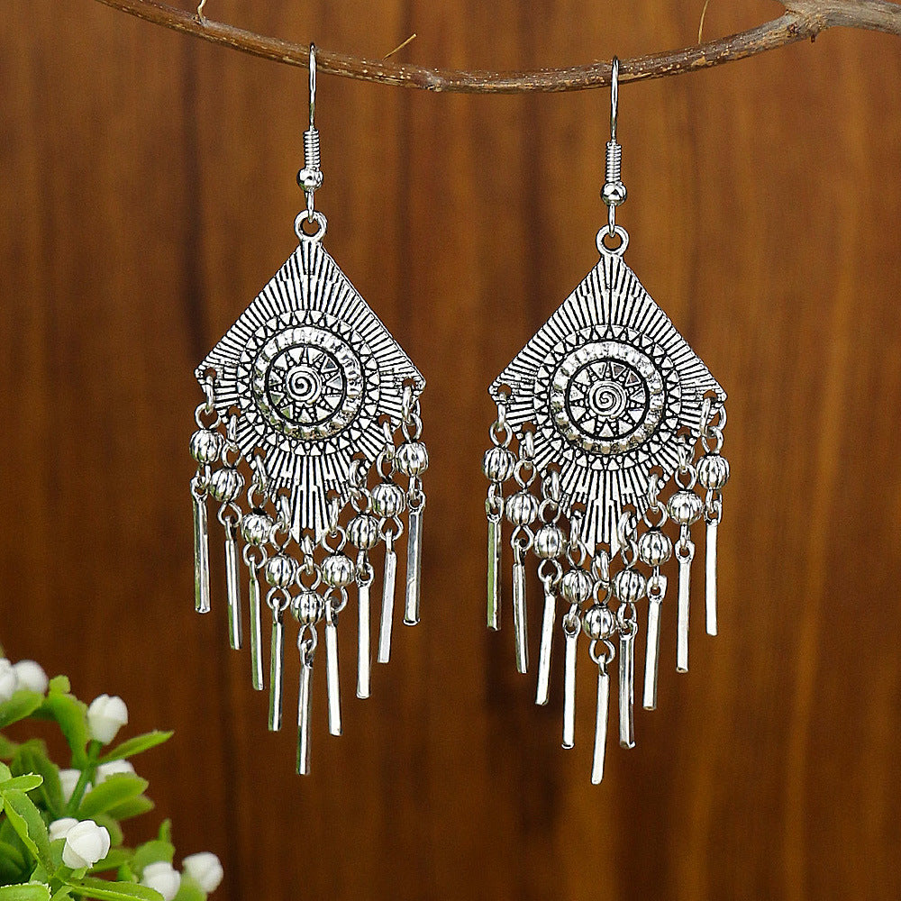 Wholesale Bohemian Ethnic Tassel Earrings Alloy Distressed Design,  Everyday Gift