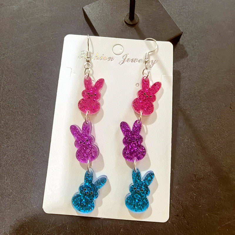 Wholesale Acrylic Easter Powder Bunny Earrings