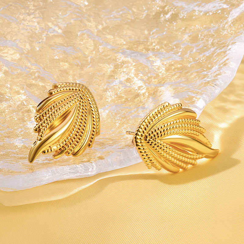 Wholesale Gold Plated Stainless Steel Wing Earrings Fashion Design for Everyday Wear or Gift