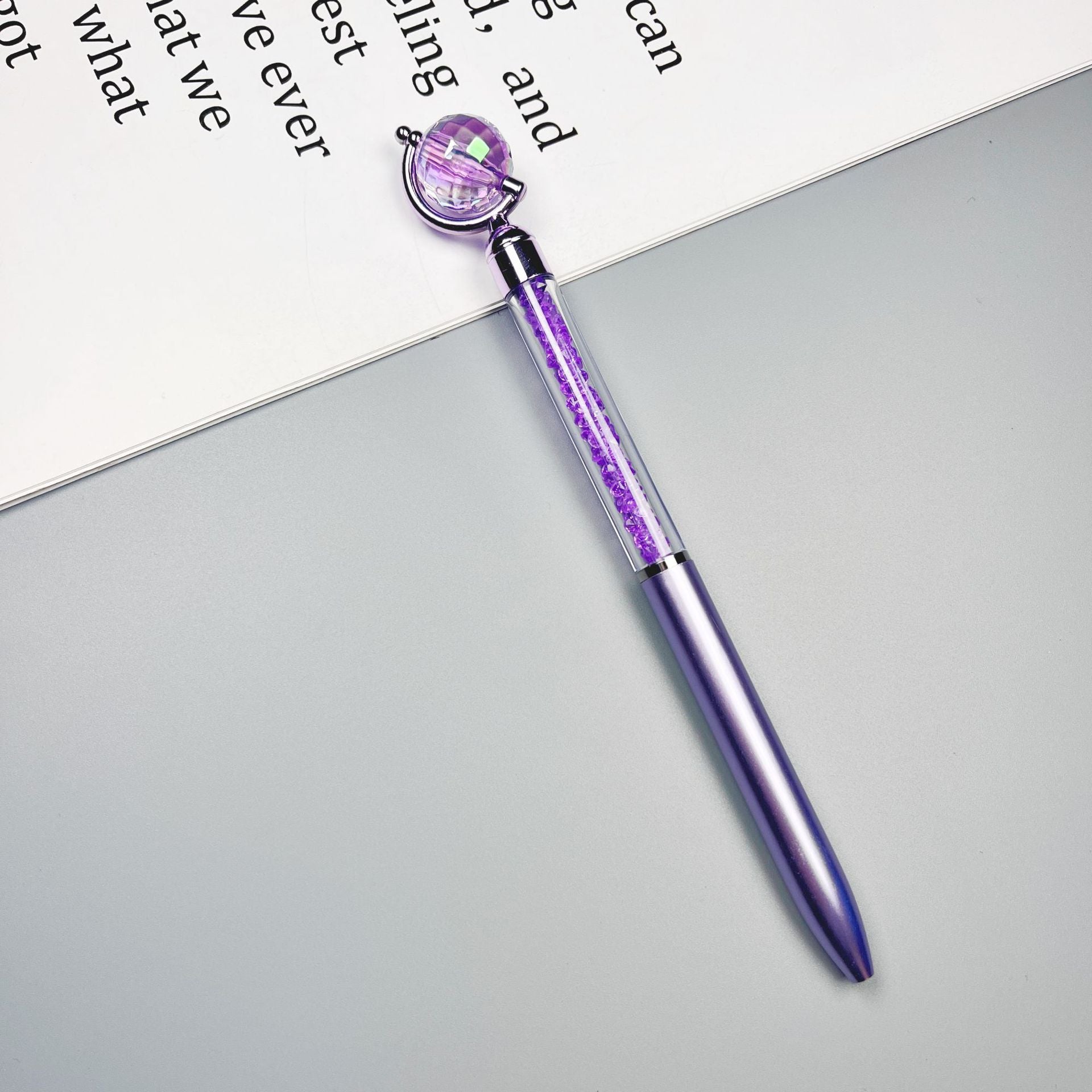 Wholesale 10pcs globe crystal spin ball pen  color quicksand broken diamond sign pen
