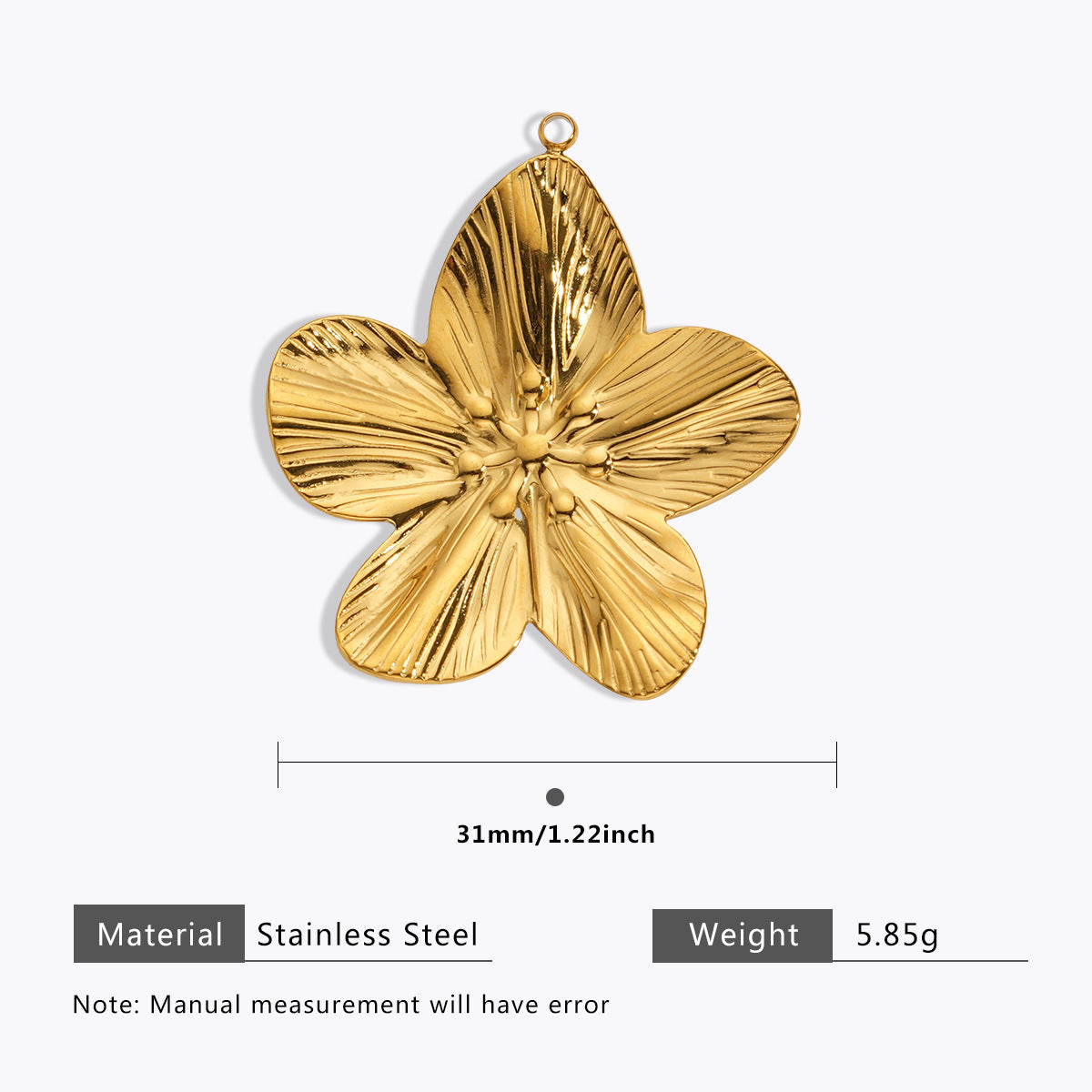 Wholesale 5pcs Stainless steel 18K vacuum plating color  flower pendant