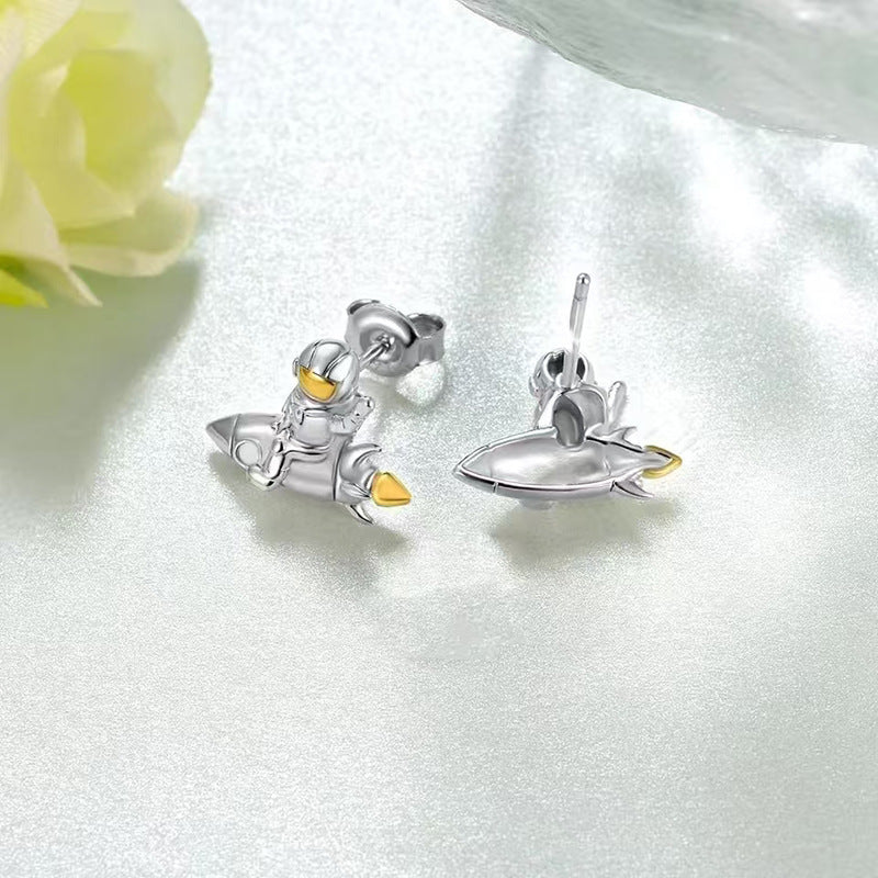 Wholesale  creative astronaut spaceship alloy oil drop earrings