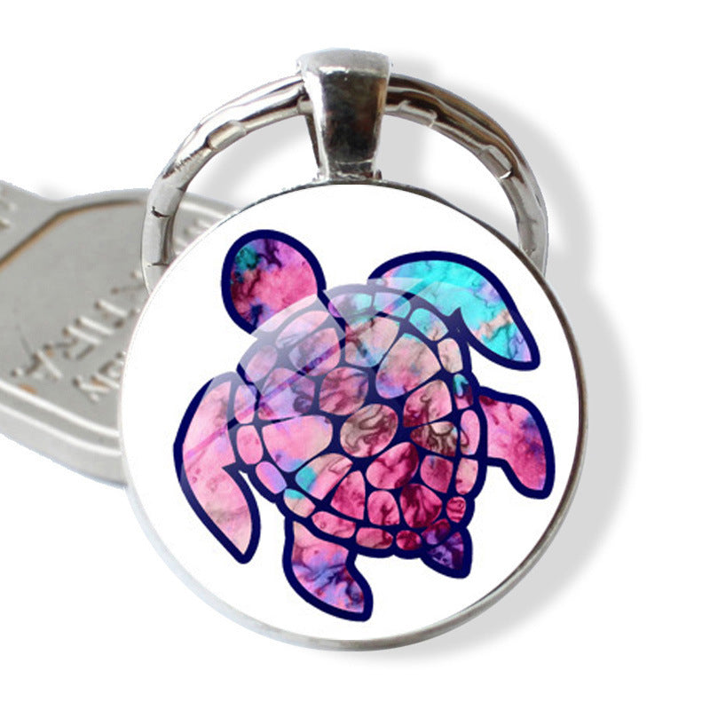 Wholesale Rendering of Colored Turtle Keychain Pendants, Time Gemstones, Turtle Keychains ACC-KC-JiaYun002