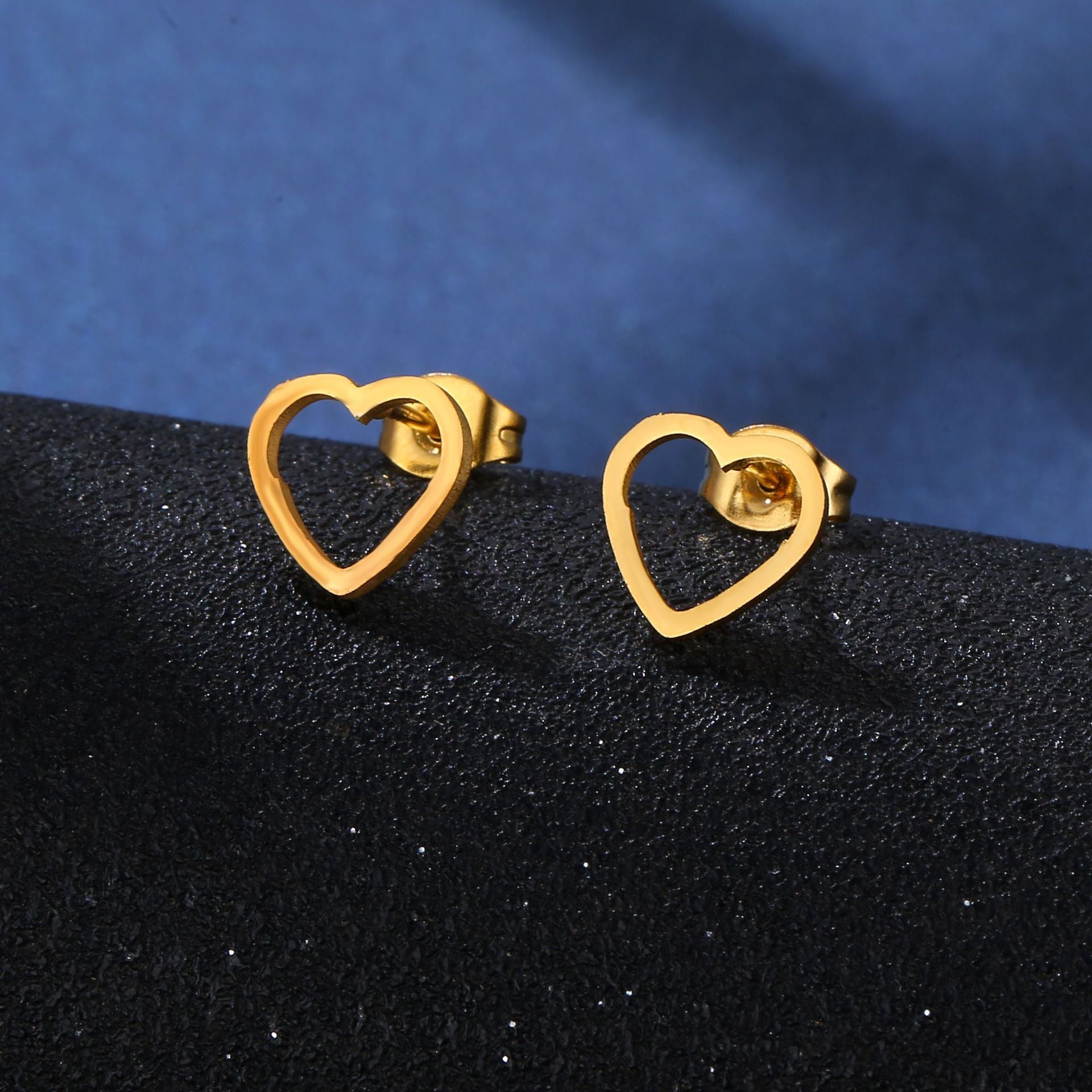 Wholesale Gold Simple Love Stainless Steel Necklace Earrings Set ACC-ES-MinM030