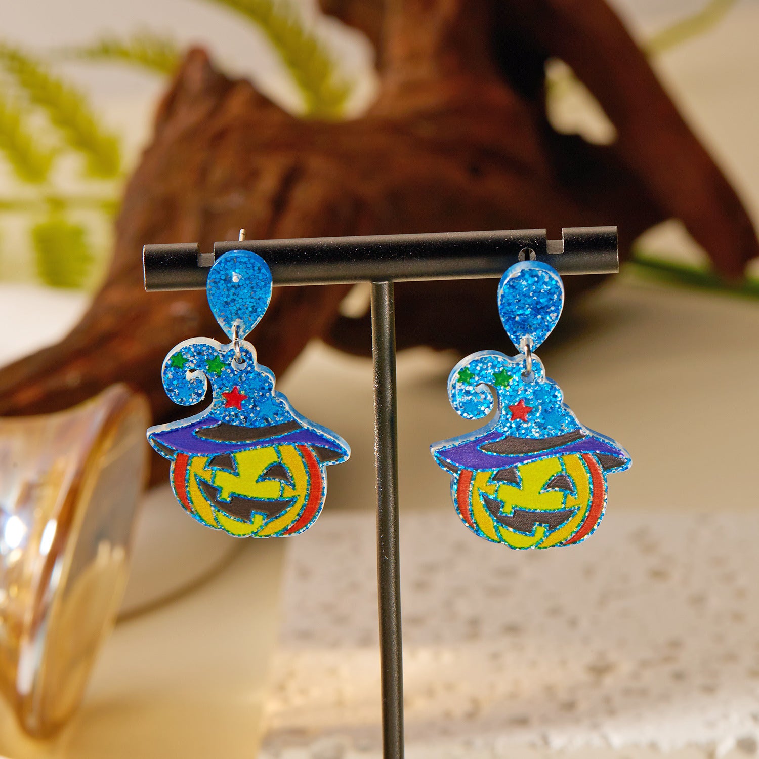 Wholesale Halloween Acrylic Plate Cartoon Castle Ghost Earrings ACC-ES-FanYou005