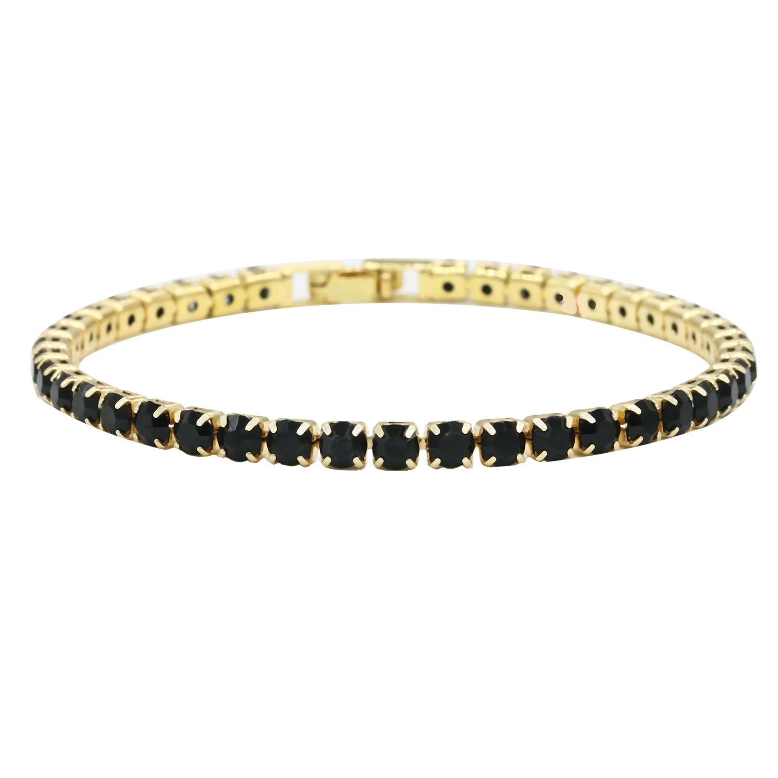 Wholesale Stylish Alloy Tennis Bracelet Geometric Rhinestone Design Platinum White Finish 17Cm Unisex Everyday Jewelry Gift