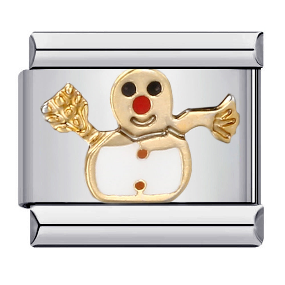 Wholesale Italian Charm Bracelet 9mm DIY Splicing Removable Gold Plated Oil Drop Cartoon Stainless Steel Composable Bracelet