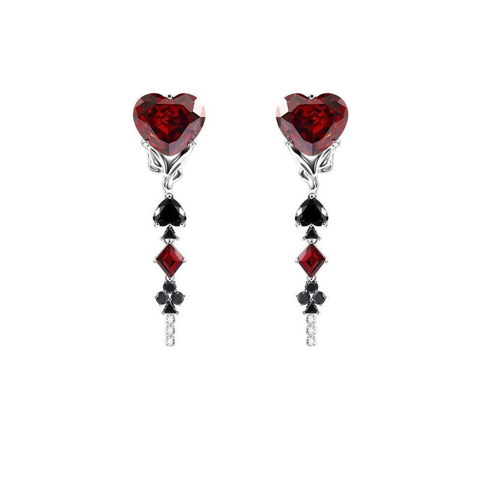 Wholesale Berry Y2K Trendy Cool Black and White Contrast Color Peach Heart  Earrings
