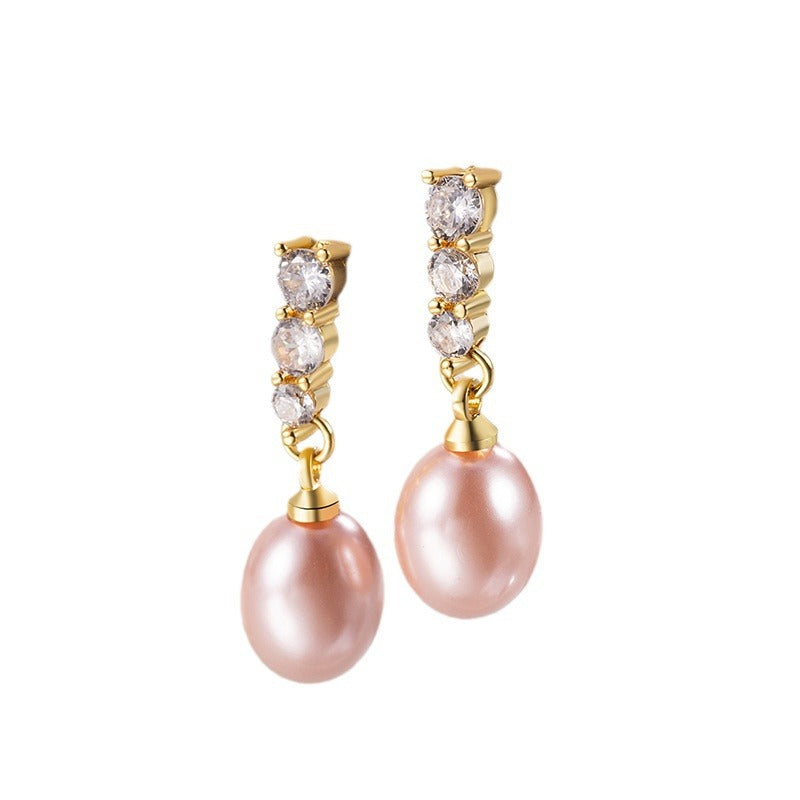 Wholesale  Flash Diamond Water Drop Pearl Earrings