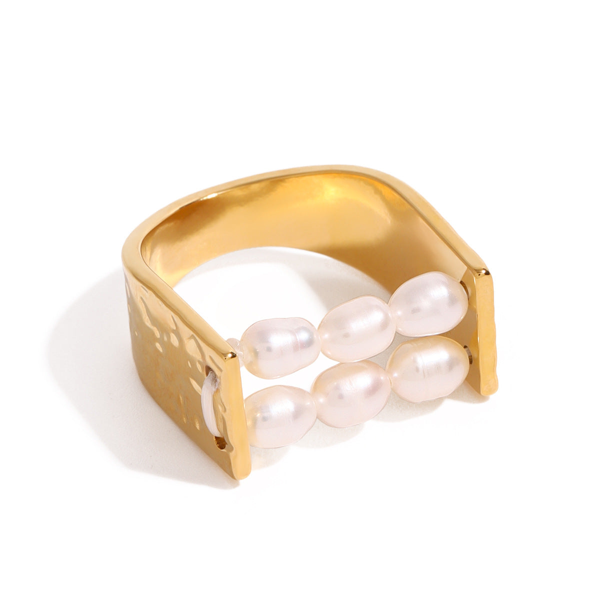 Wholesale 18k Gold Stainless Steel Pearl Ring
