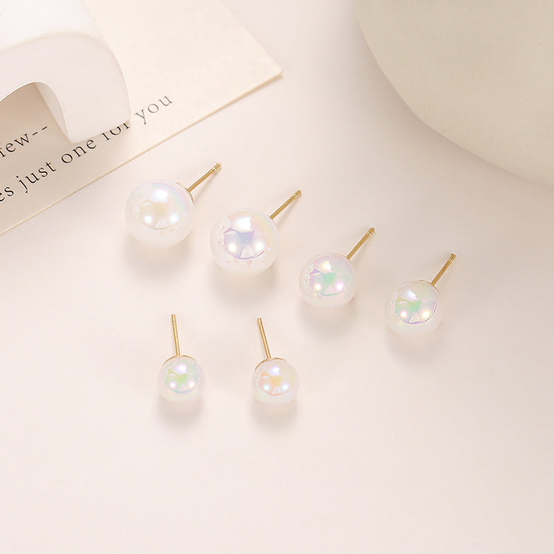Wholesale pearl retro round shiny ear hooks earrings