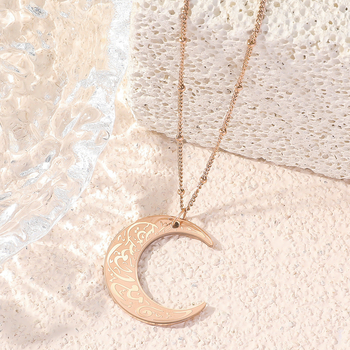 Wholesale  moon titanium steel  necklace