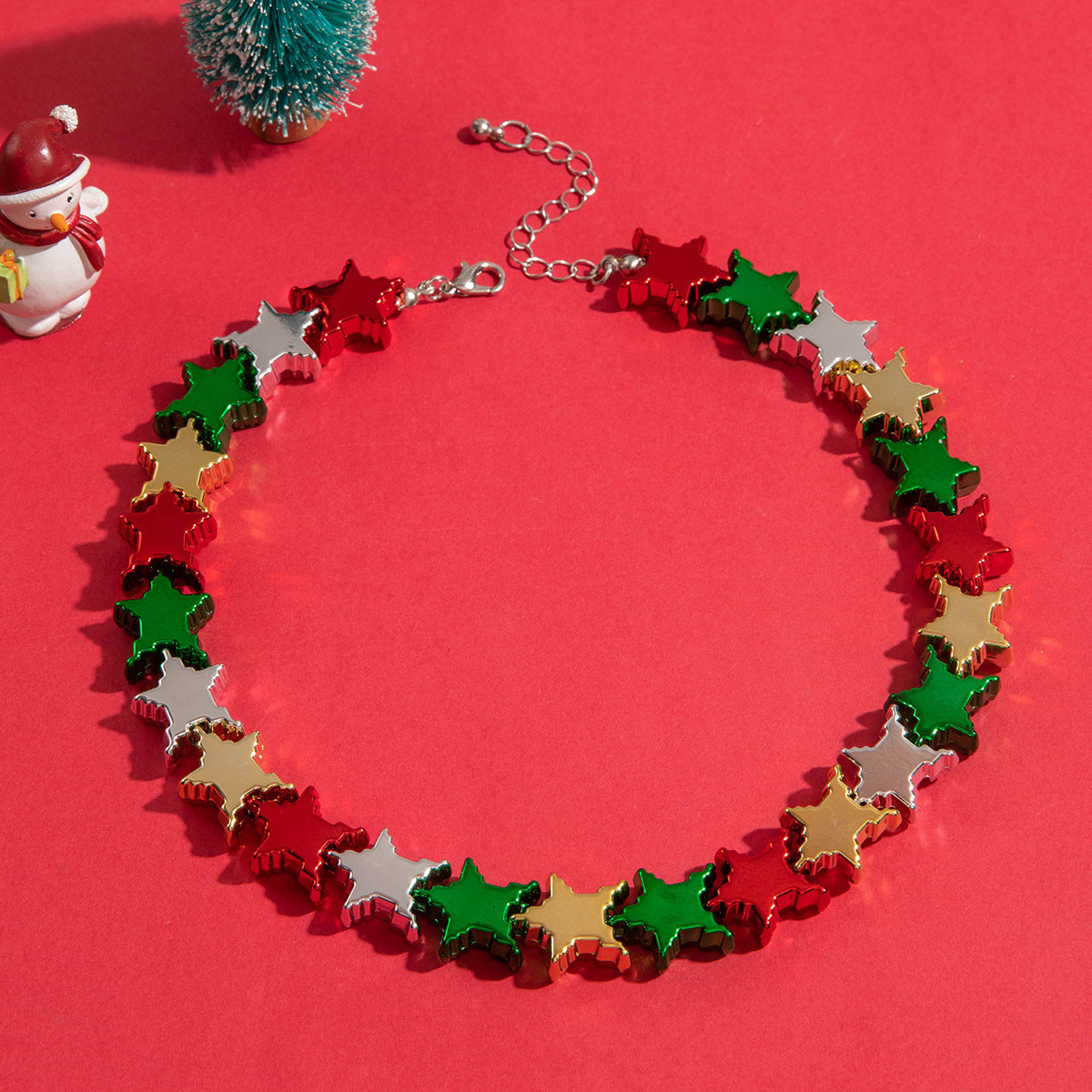 Wholesale Colorful Pumpkin Knotted Beaded Five-Pointed Star Christmas Necklace ACC-NE-YongGe013