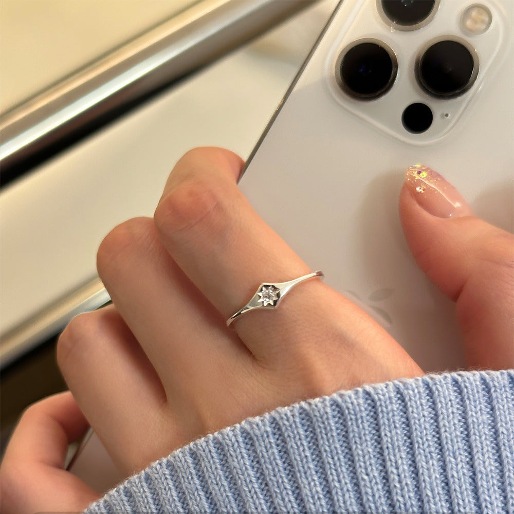 Wholesale Plain Ring Brushed Aquamarine Ring Open No Fading Ring ACC-RS-Yues003