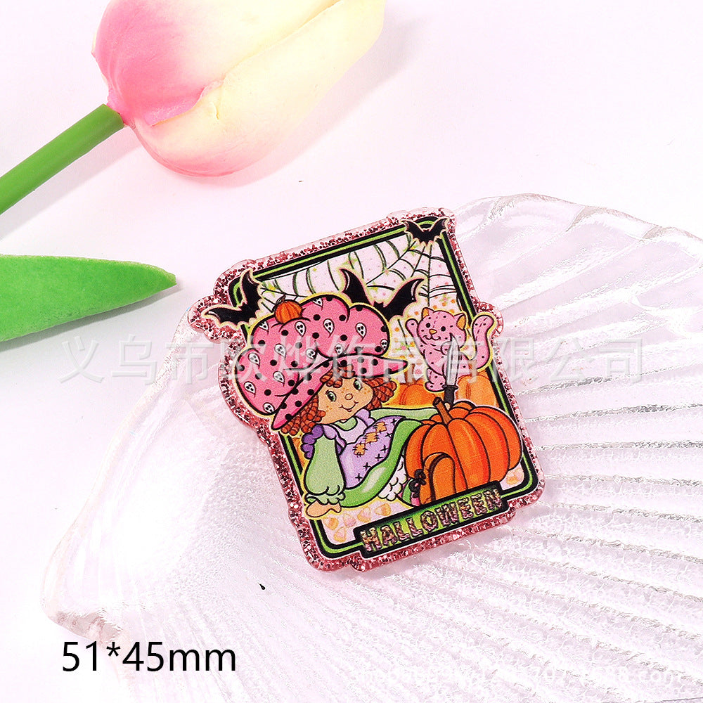 Wholesale 10pcs DIY Flatback Cartoon  Acrylic Flatback Badge Reels Retractable Keychain DIY Accessories