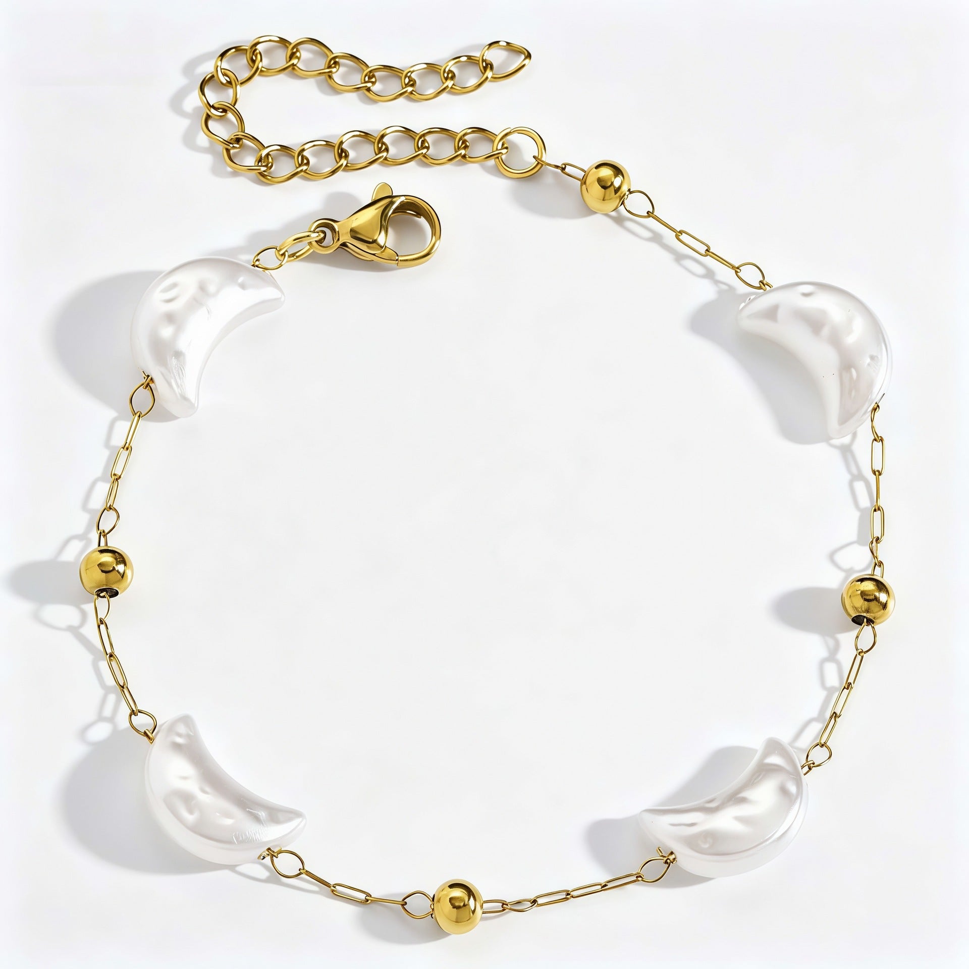 Wholesale Stylish Stainless Steel Imitation Pearl Bracelet With Flower Moon Cross Design Women S Jewelry Accessory
