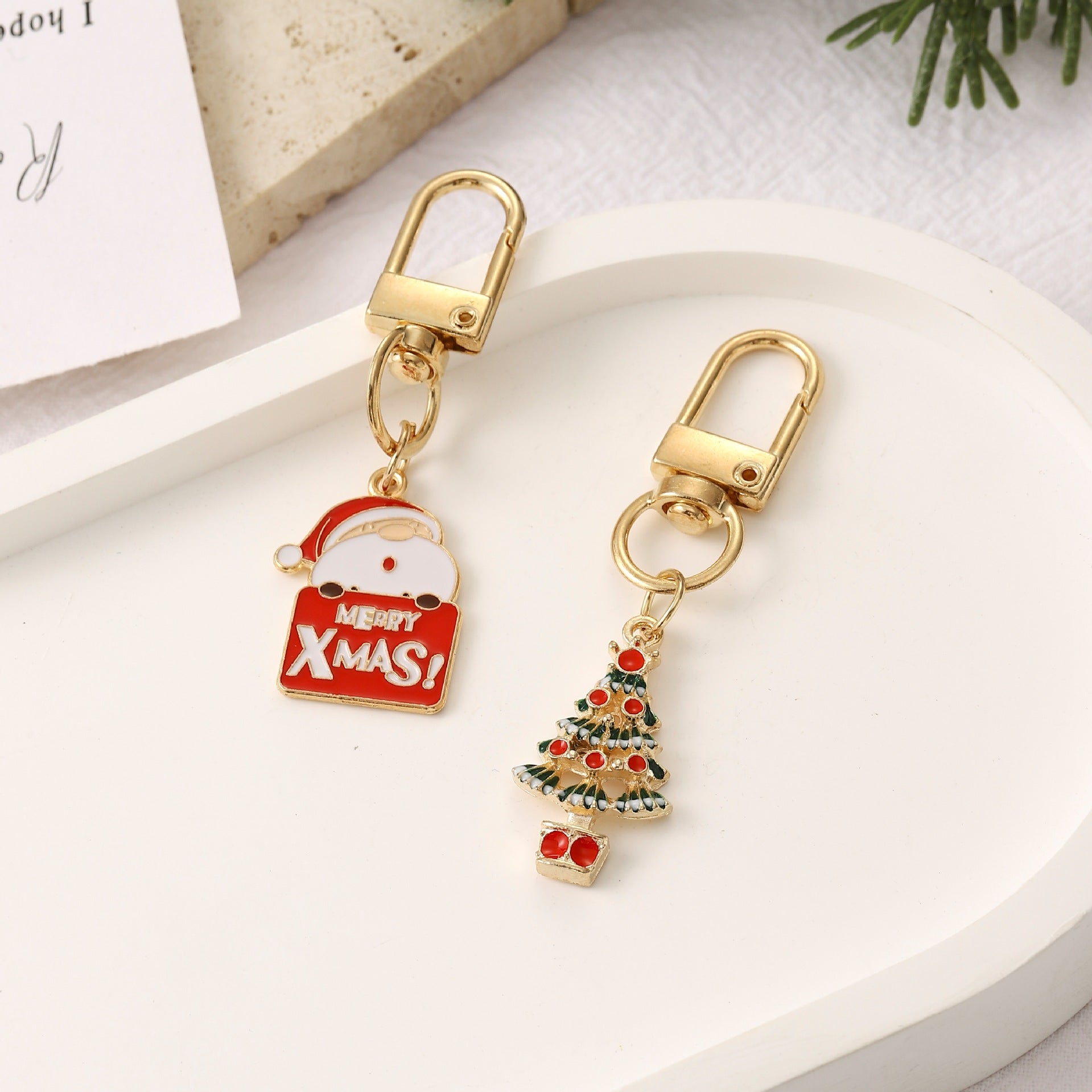 Wholesale Christmas alloy oil dripping keychain