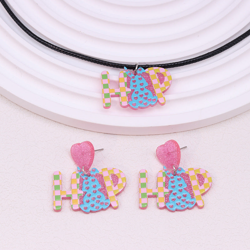 Wholesale Acrylic Easter Bunny Egg Earrings