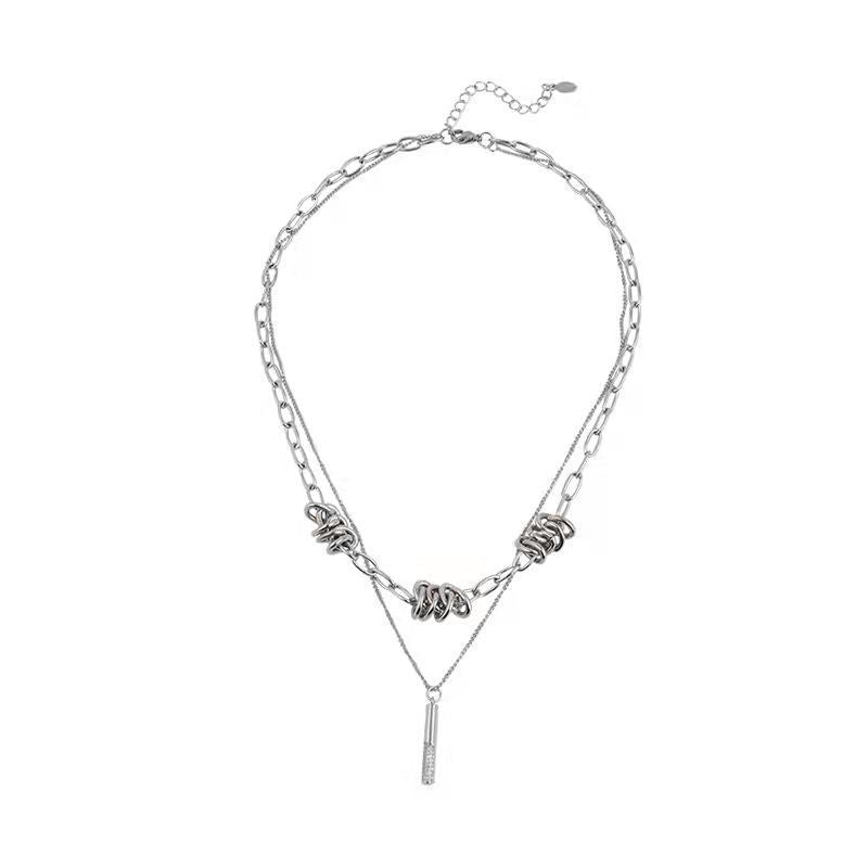 Wholesale Double Layer Stacking Necklace Clavicle Chain Choker Necklace Titanium Steel ACC-NE-Ziyou009