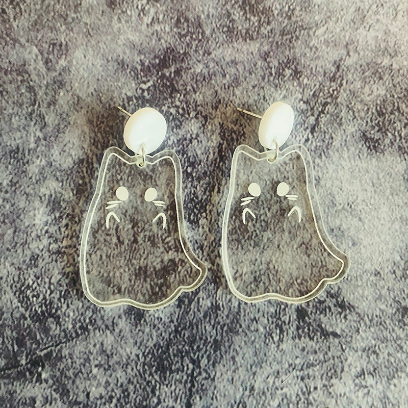 Wholesale   Ghost Cat Dark Style Acrylic Earrings