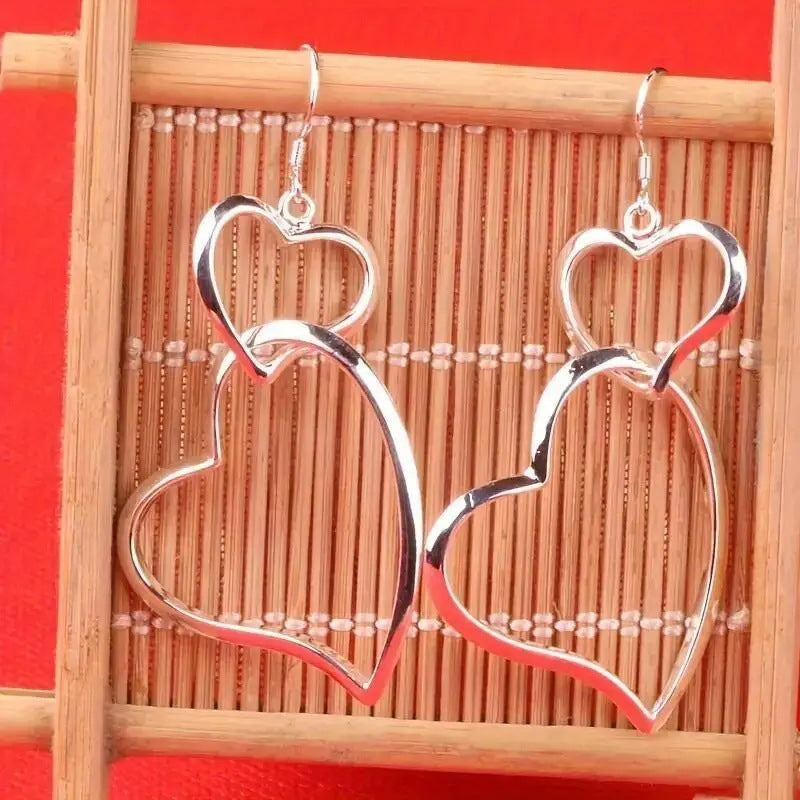 Wholesale Double Heart Pendant Earrings