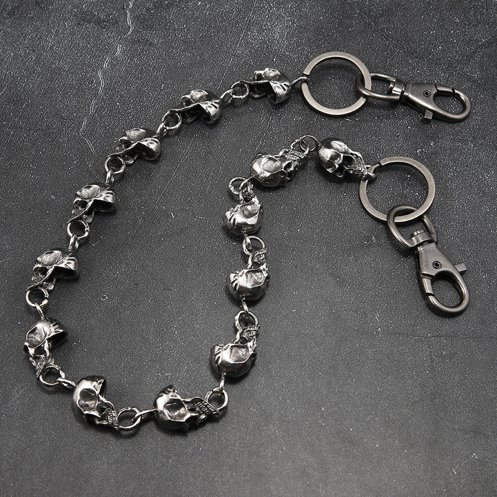 Wholesale  Skull Single-Layer Ghost Head Keychain Ring Decoration Waist Chain