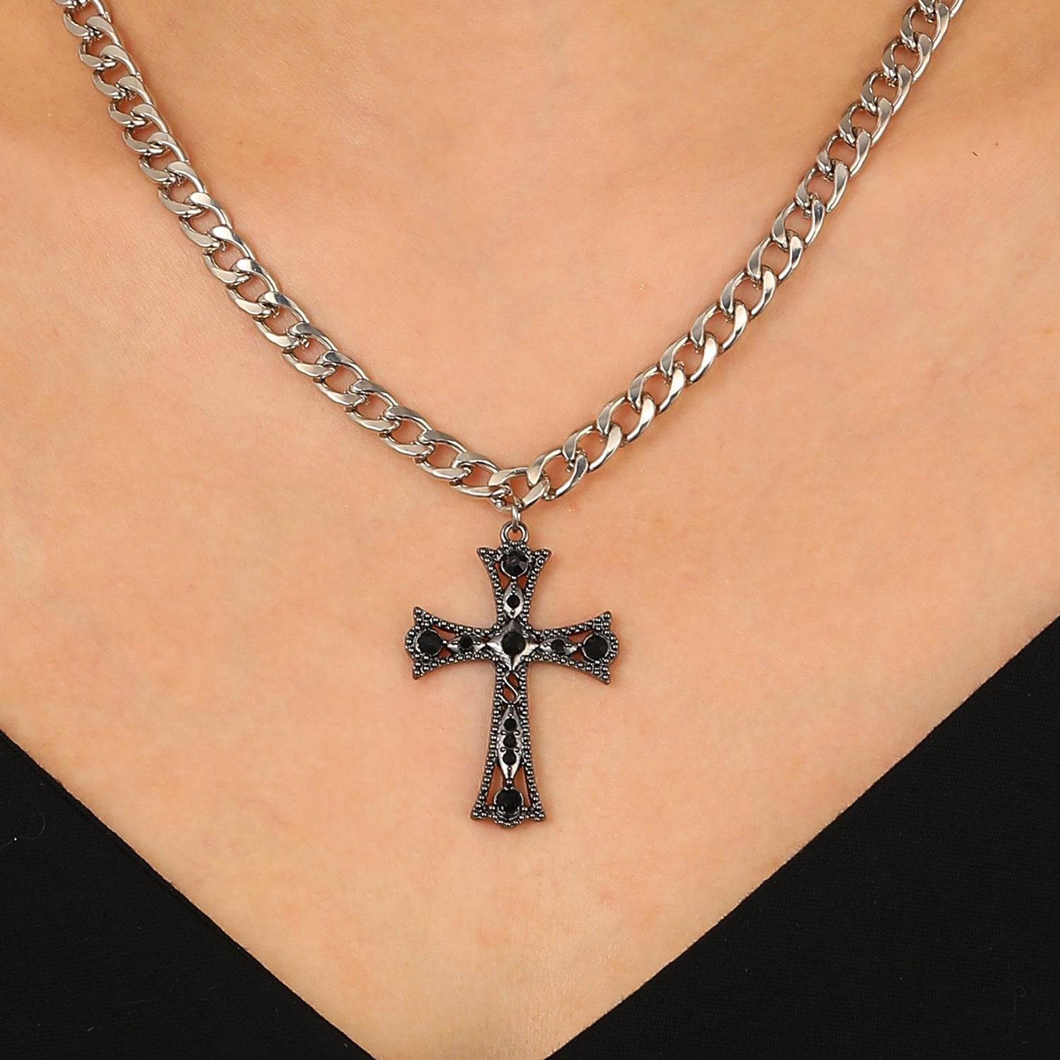 Wholesale Cross Pendant Necklace  Retro Gothic Punk Fashion  Necklace