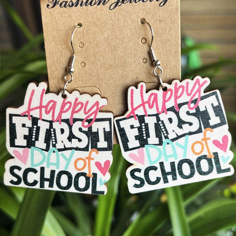 Wholesale Graduation Book and Cap Wooden Earrings Cute Student Gift Jewelry Accessory