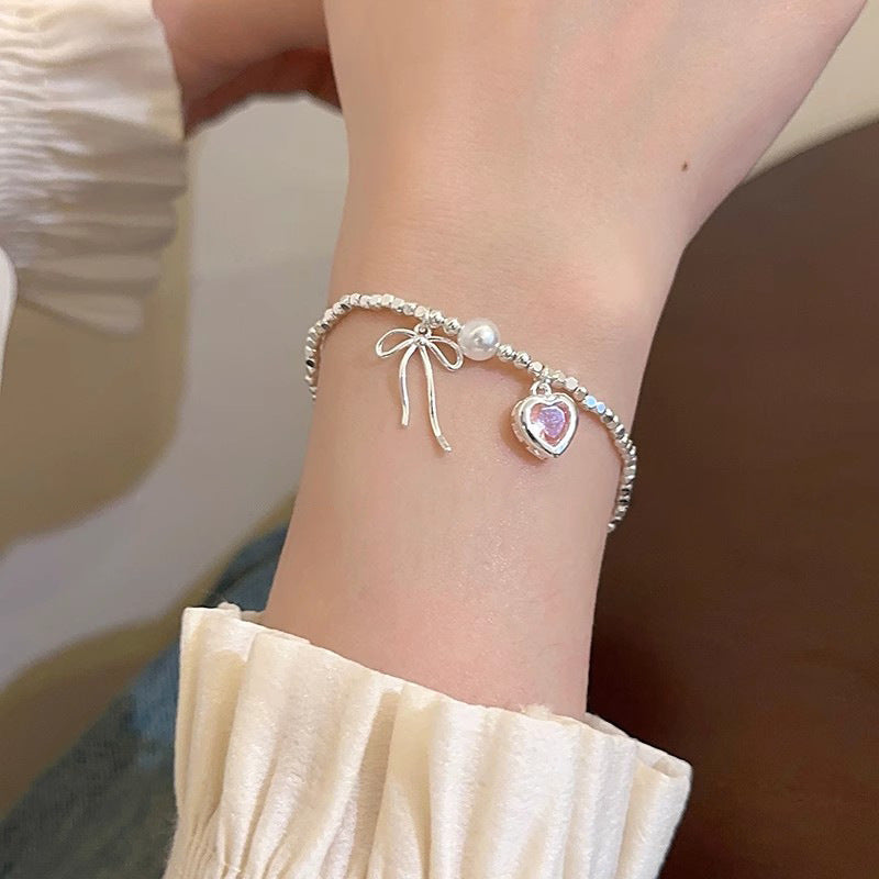 Wholesale Broken Silver Bow Pearl Necklace  Light Luxury  Clavicle Chain