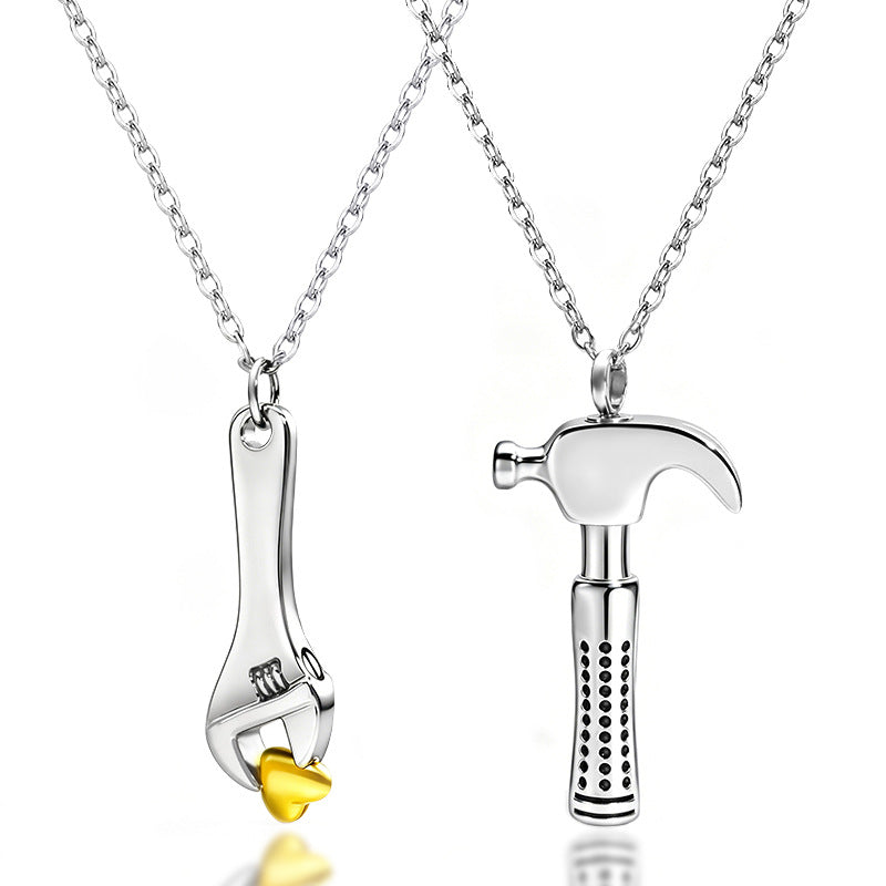 Wholesale Cold Wind Hammered Stainless Steel Openable Pendant Necklace Jewelry Accessory Gift