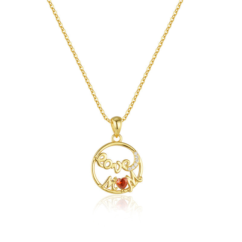 Wholesale Mama's Love Necklace Female S925 Sterling Silver Light Luxury Zircon Pendant Necklace