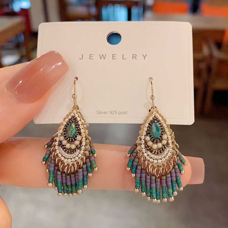 Wholesale Bohemian Handmade Crystal Earrings Gold-Plated Copper Party Wear