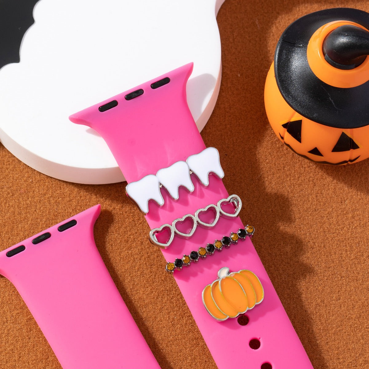 Wholesale New  Cartoon Style Oil-Drip DIY Accessories Suitable for Apple and Samsung Silicone Watch Bands Decoration Rings Cross-Border