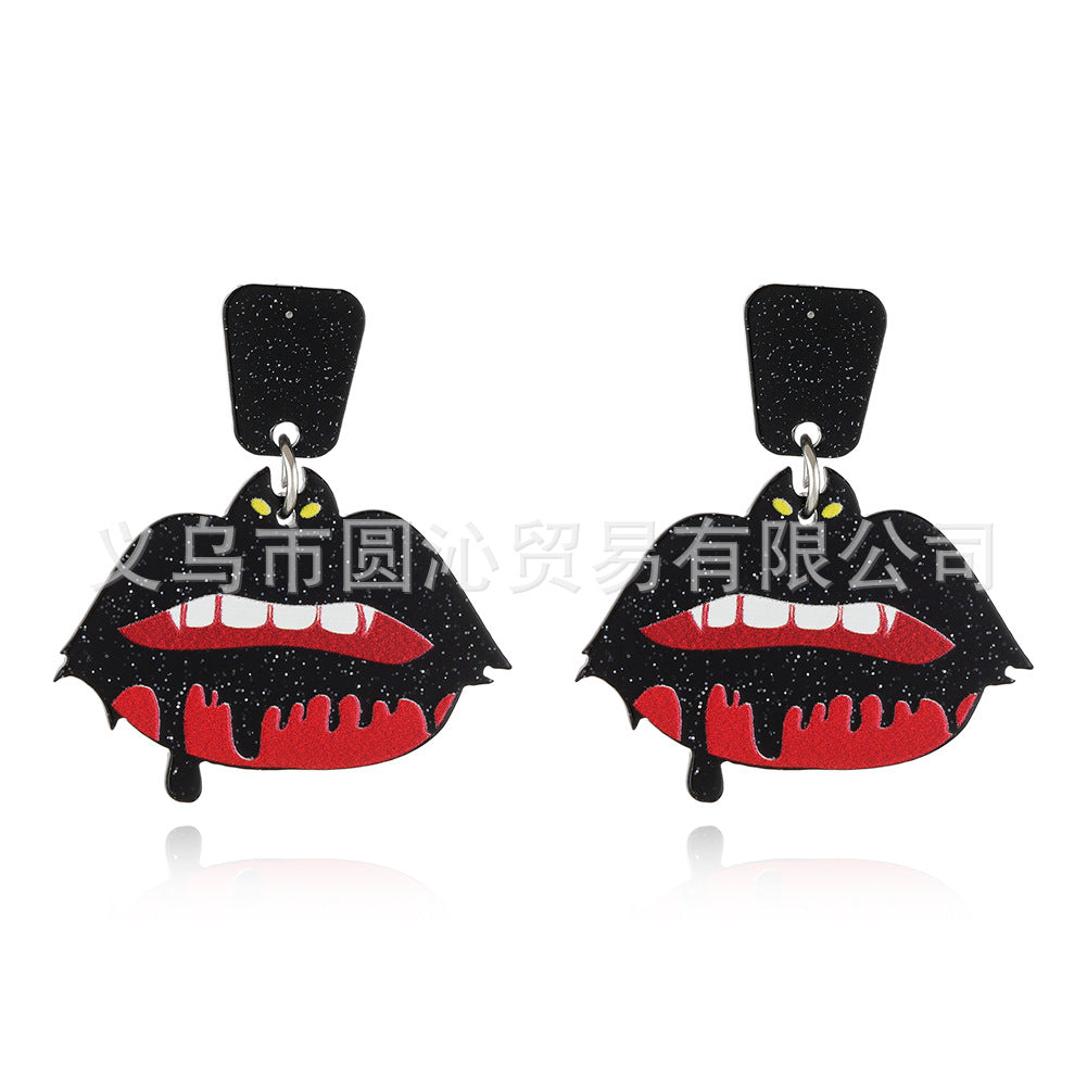 Wholesale Halloween Acrylic Plate Earrings Pumpkin Skull Earrings ACC-ES-YuanQin004