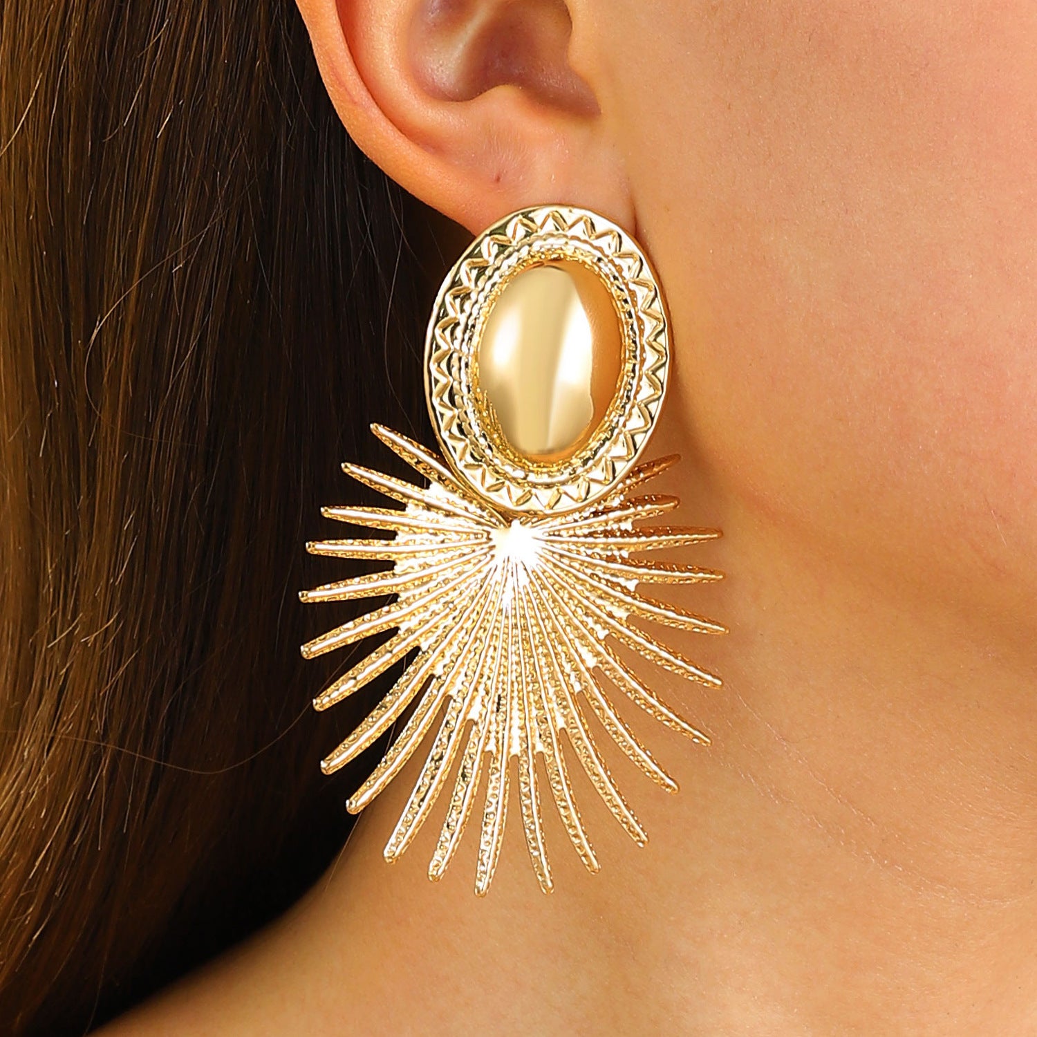 Wholesale European Style Exaggerated Oval Earrings Alloy Electroplated Fashion Accessory for Party or Gift