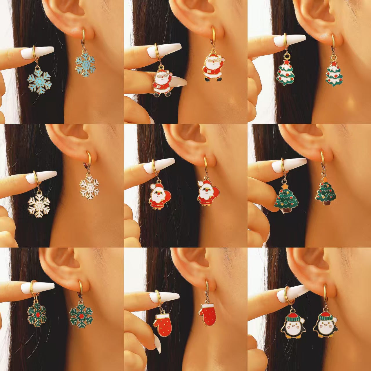 Wholesale Christmas Snowflake Earrings Stainless Steel Electroplated Jewelry Accessory for Gift and Boutique Resale