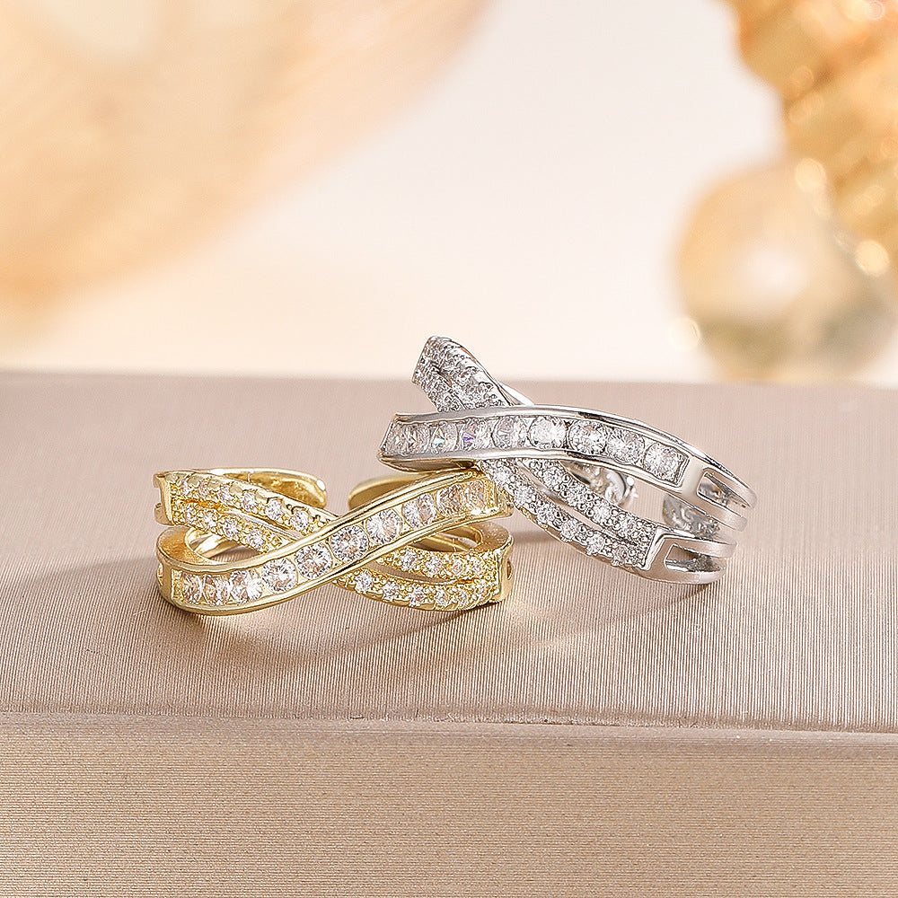 Wholesale Gold Moissanite Ring Adjustable Open Design Chic Women S Jewelry Gift